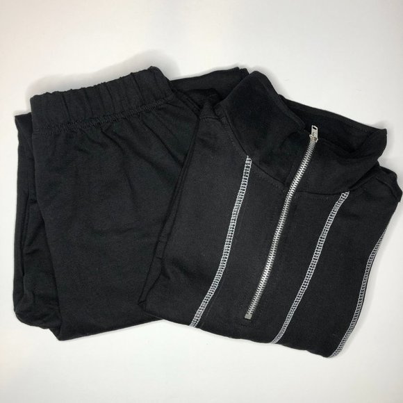 NEW CW Classics Cozy Black Cotton Blend French Terry 2 Piece Set Athleisure - Picture 15 of 16